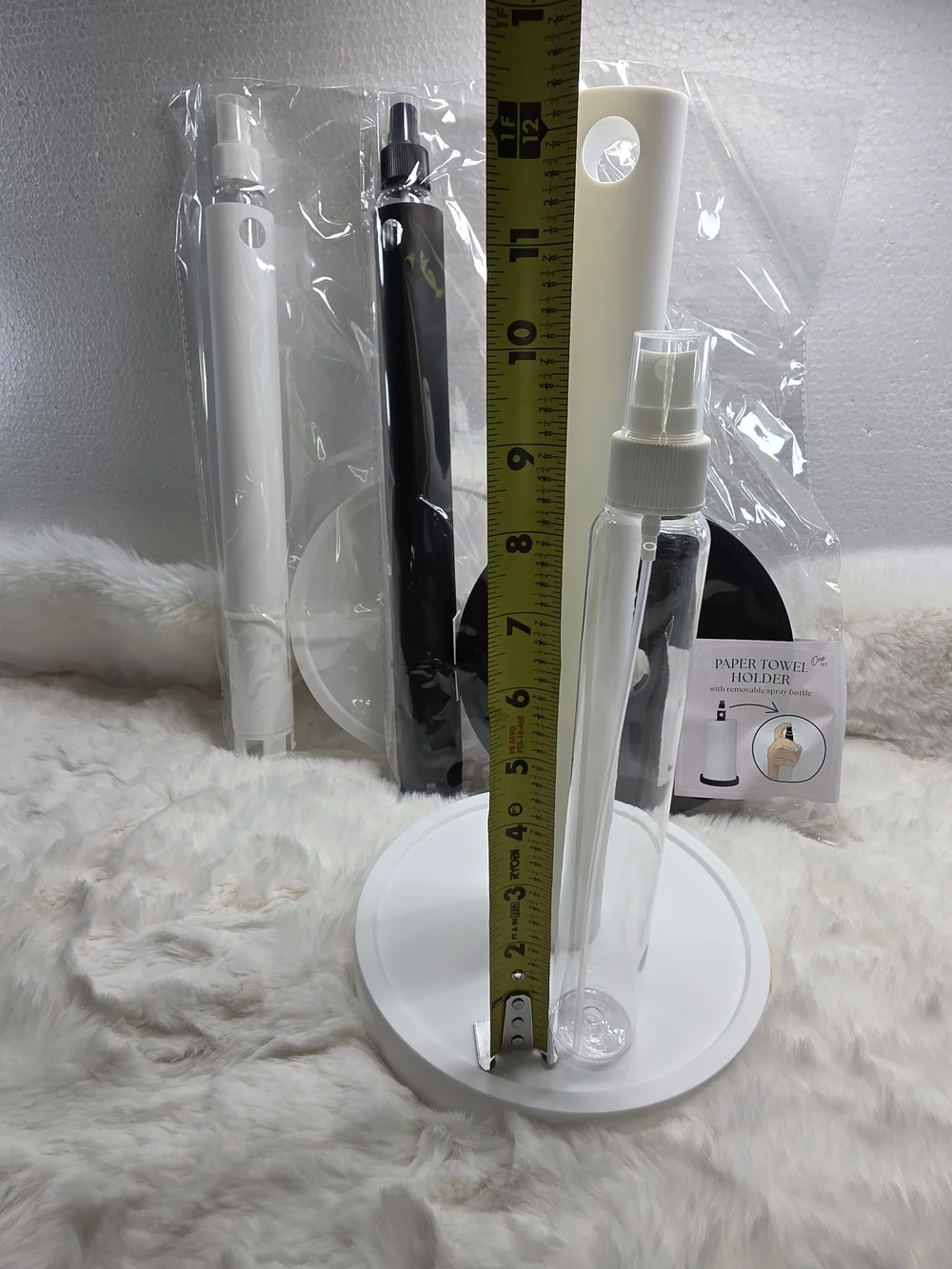 White Paper Towel Holder with Top Spray Bottle - Unbranded